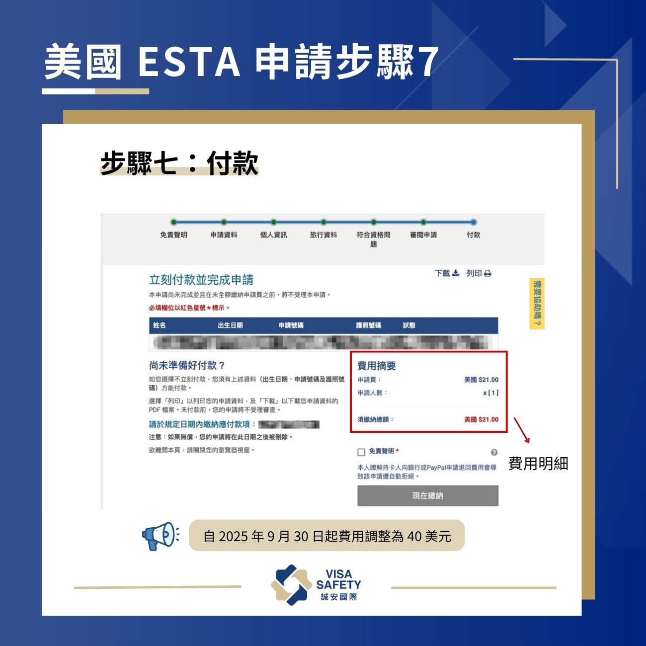 ESTA 是什麼?完整美國簽證 ESTA 申請教學:流程、效期、費用一次看 7 申請 ESTA 步驟七:付款